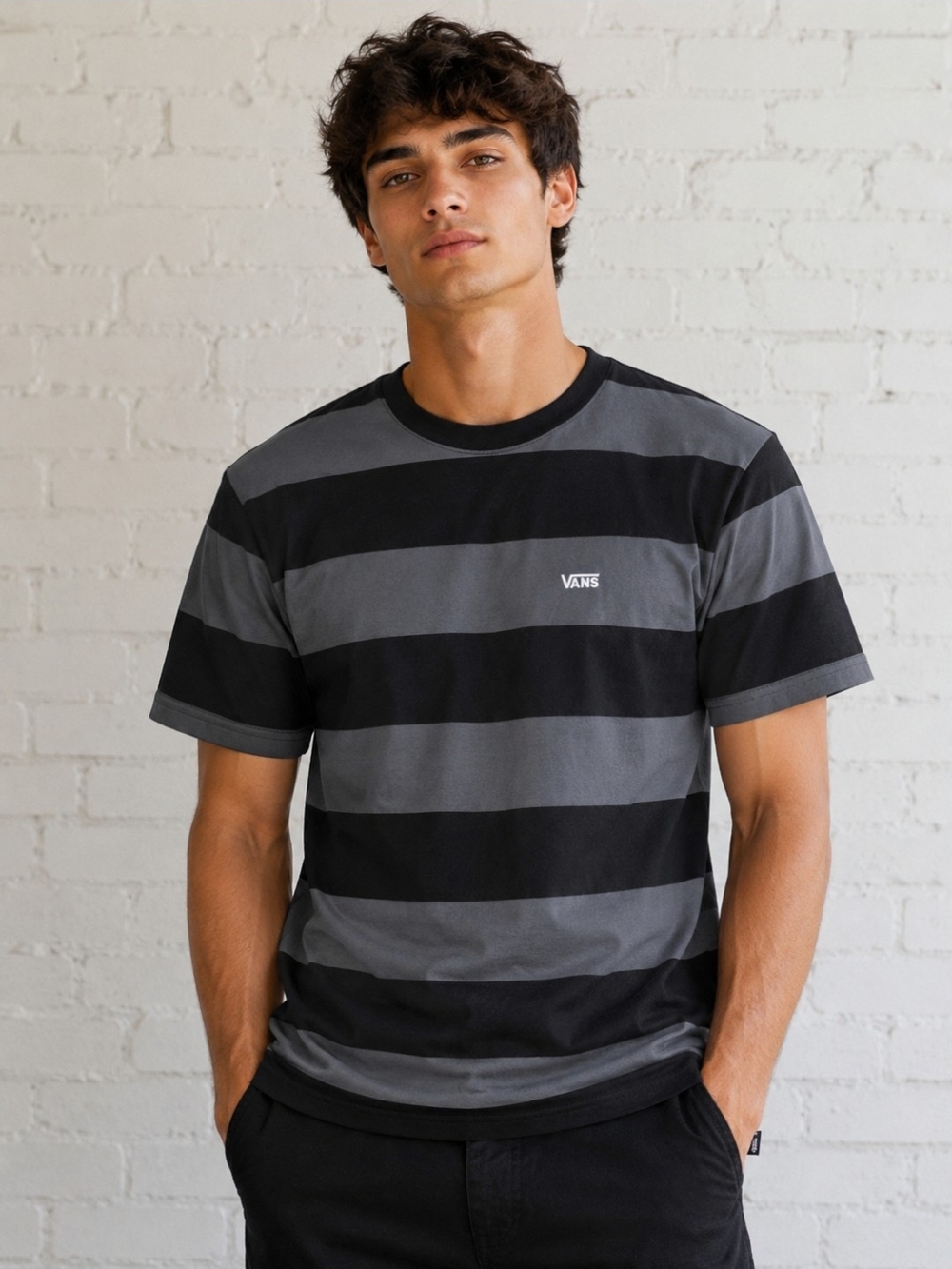 Vans horizontal wide-stripe crewneck T-shirt Med